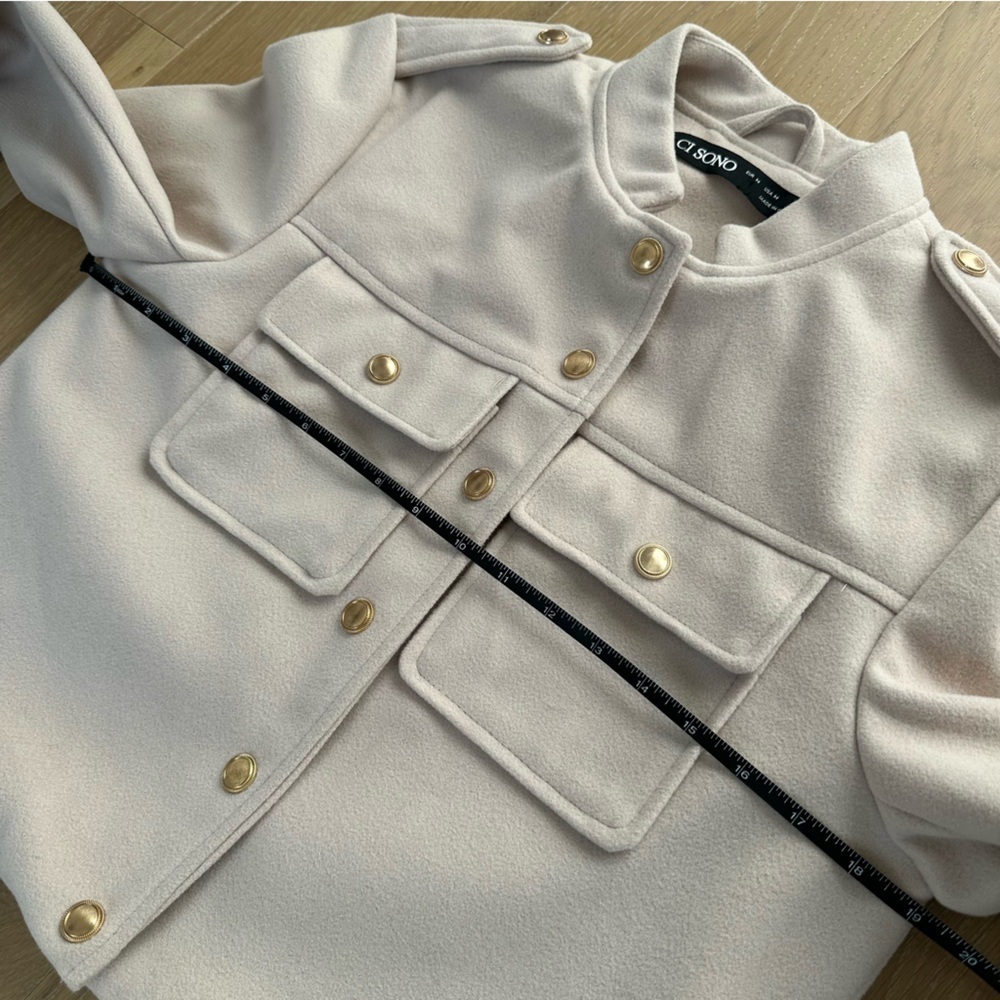 Ci Sono Tan Jacket Gold Cropped Utility Coat Outerwear Layer Cream Size Medium - Picture 10 of 10